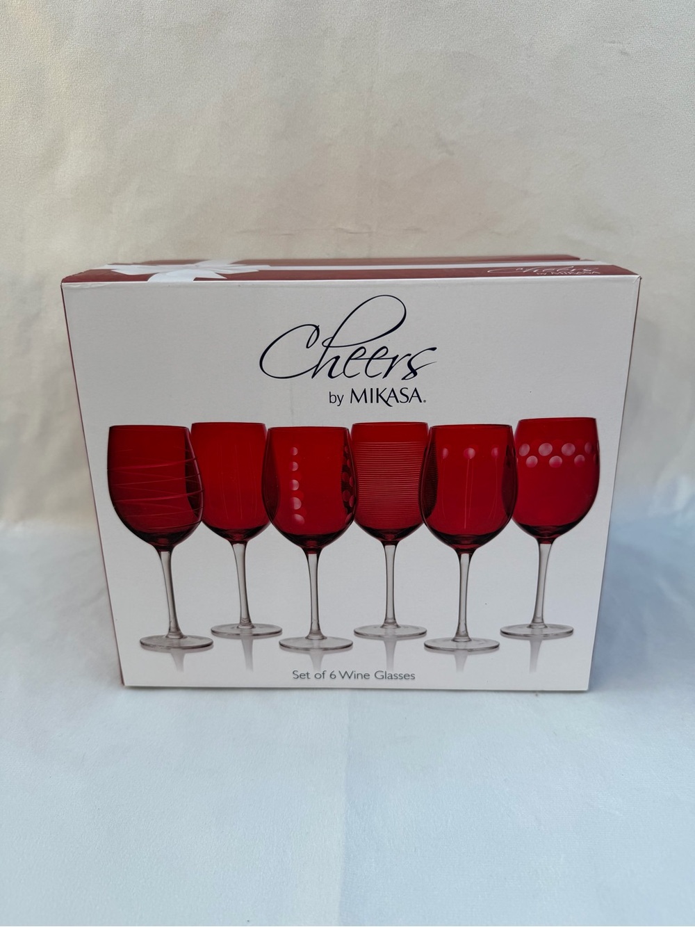 Mikasa Cheers Red Textured Wine Glasses - Set of 6